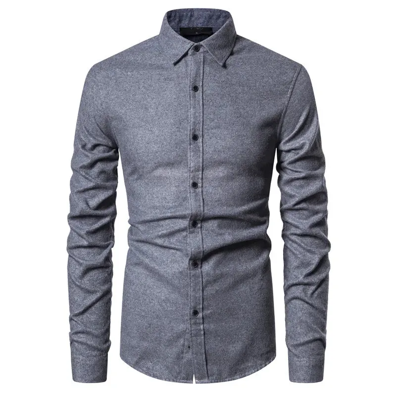 100% Cotton Men Shirts Solid Color Single Pocket Long Sleeve Bussiness Shirts for Men High Quality Washed Shirts Men