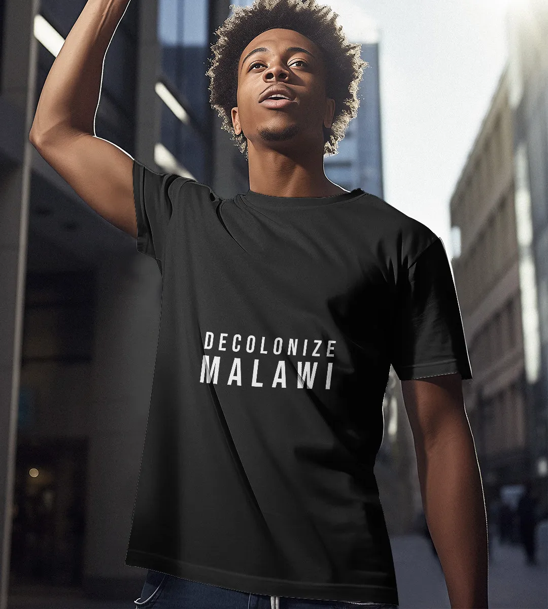 1sttheworld T-Shirt - Decolonize Malawi T-Shirt Black A35