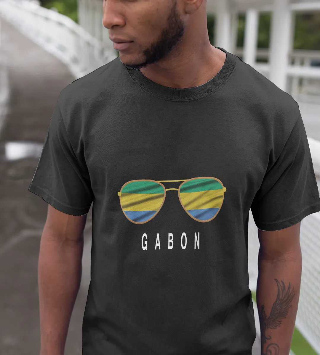 1sttheworld T-Shirt - Gabon Pride Sunglasses T-Shirt Black A35