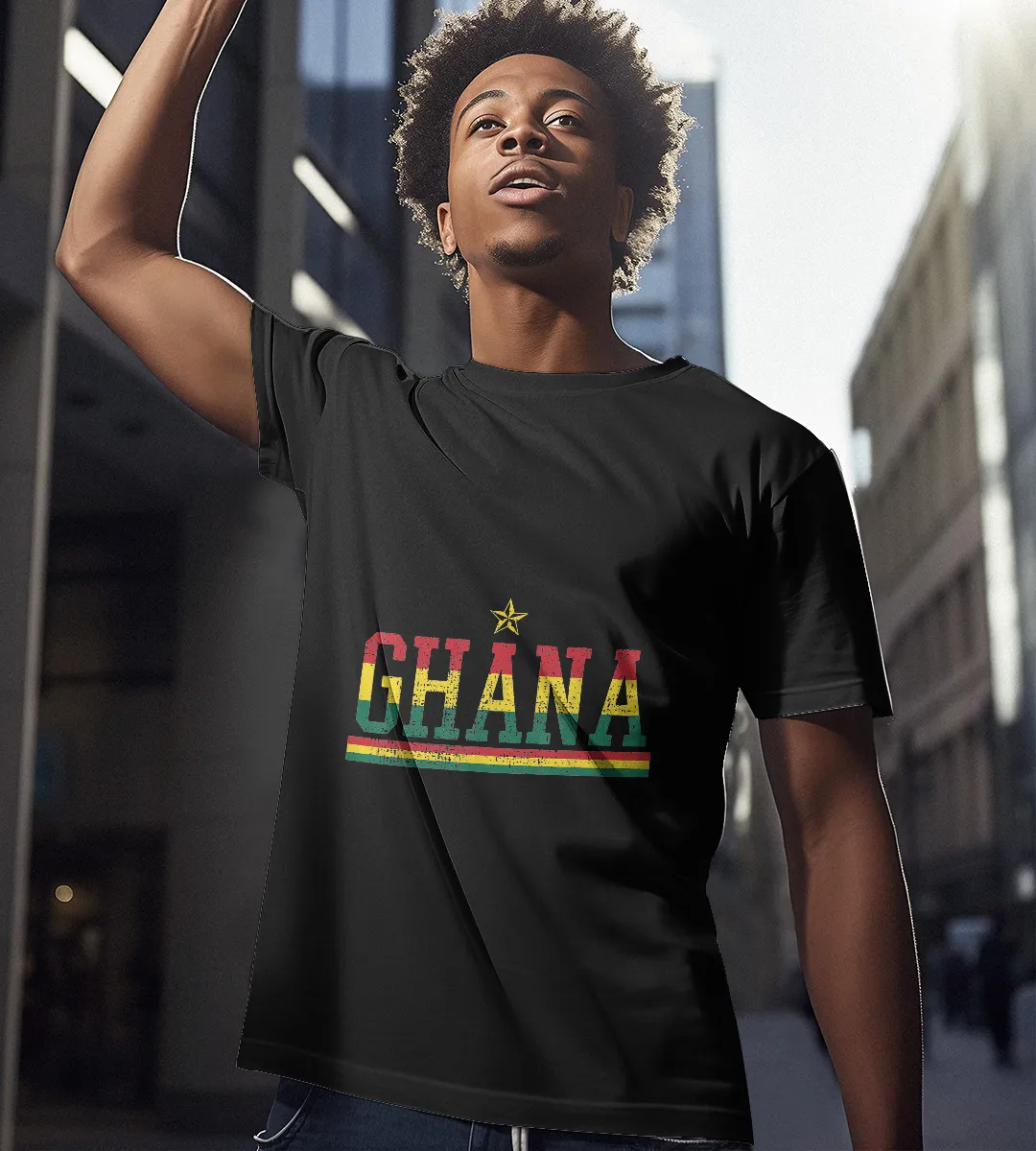 1sttheworld T-Shirt - Ghana Country Flag T-Shirt Black A35