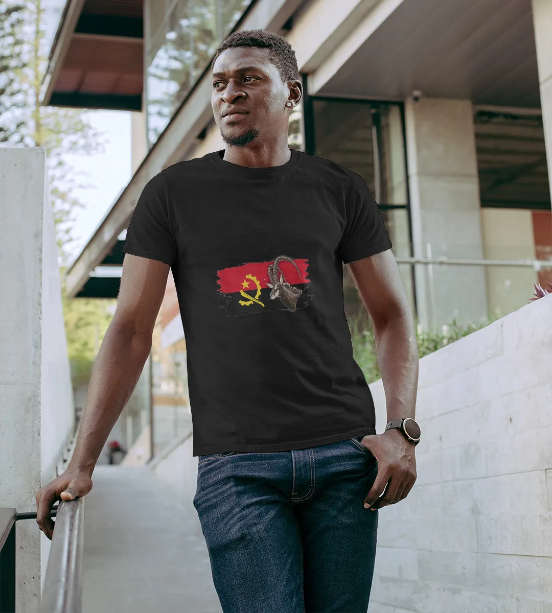 1sttheworld T-Shirt - Goat Angola Flag T-Shirt Black A35