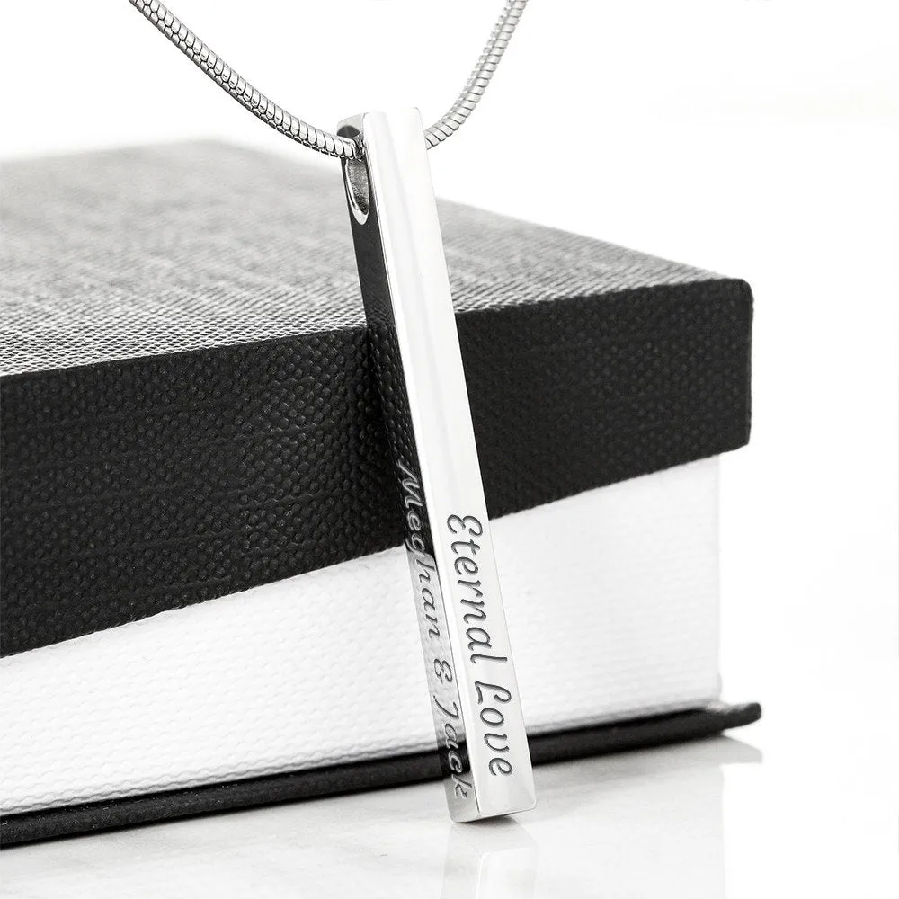 4 Sided Custom Bar Necklace With Romantic Message Card Gift For Wife