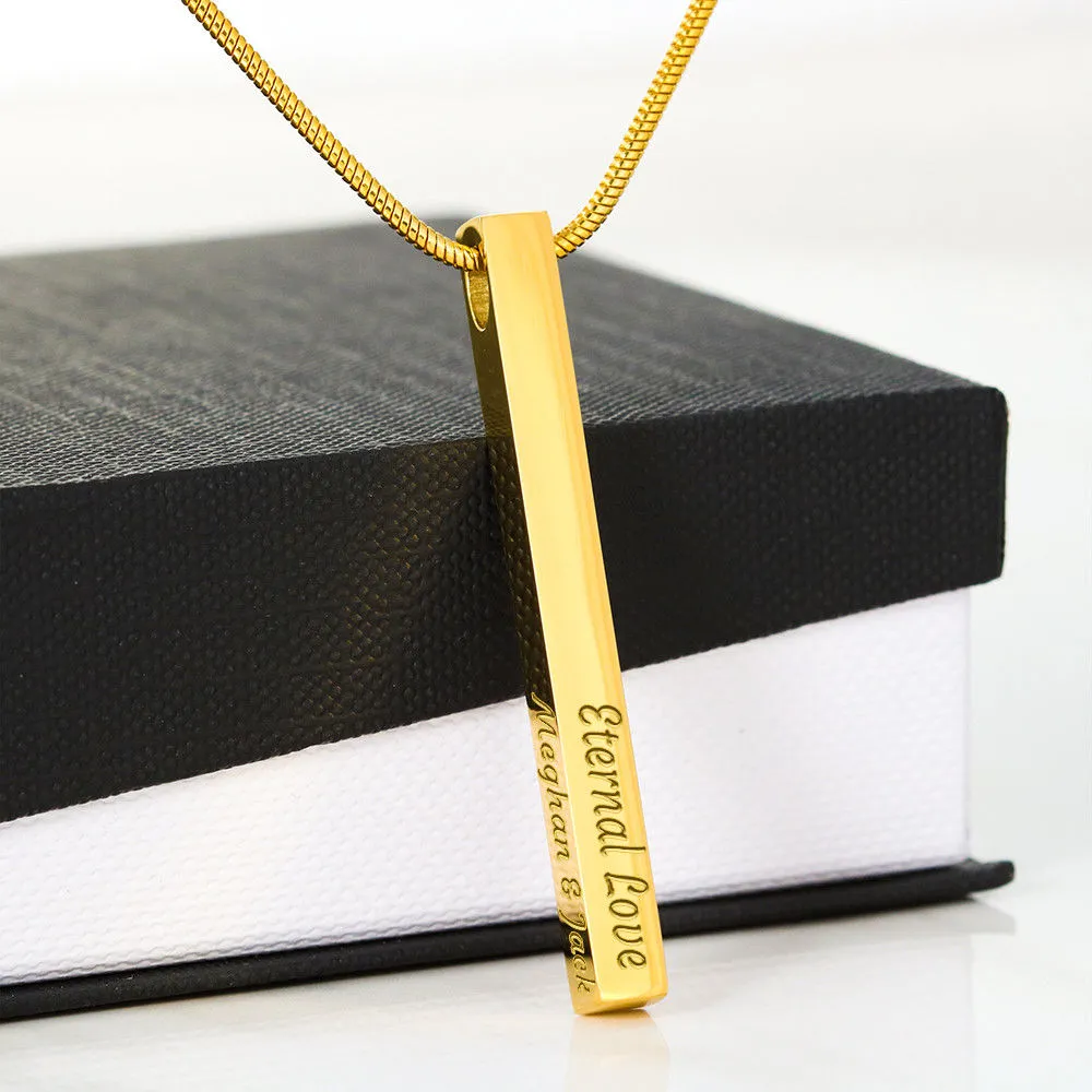 4 Sided Custom Bar Necklace With Romantic Message Card Gift For Wife