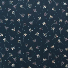 50CM REMNANT Wide Width Cotton Poplin - Breezy Floral - Dark Navy