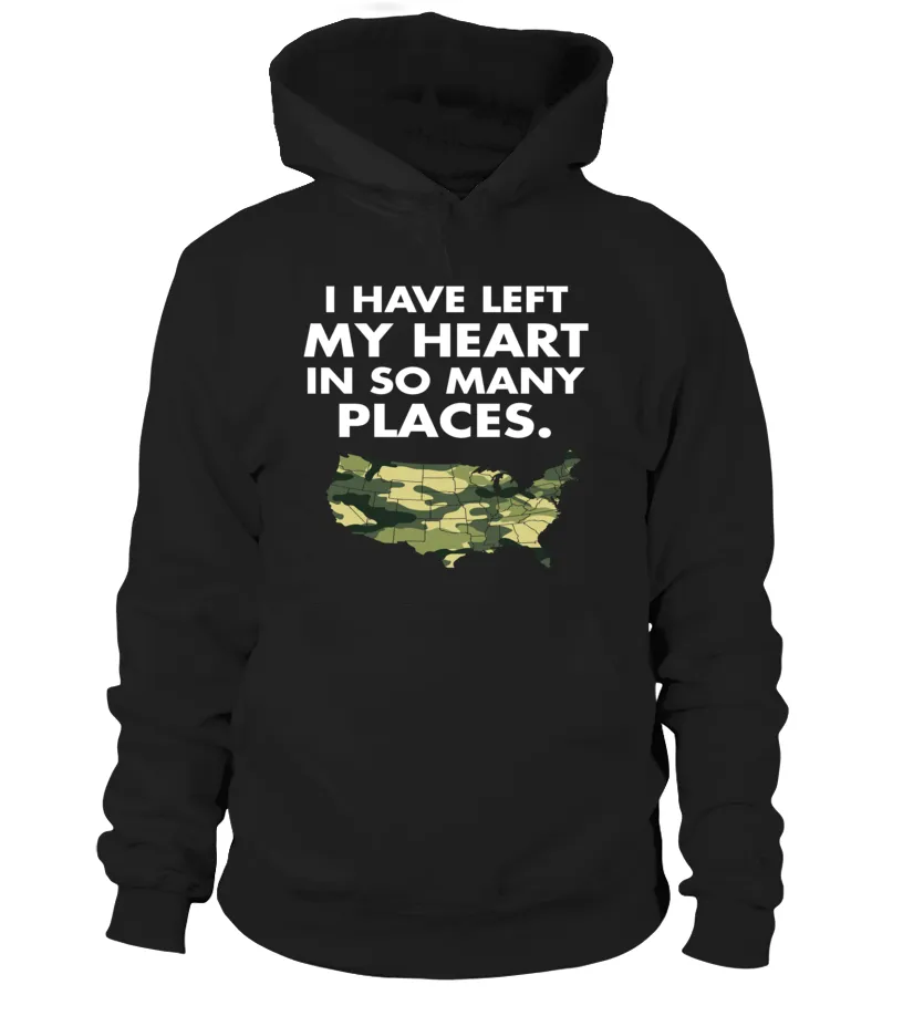 Army Mom Heart In Many Places T-shirts