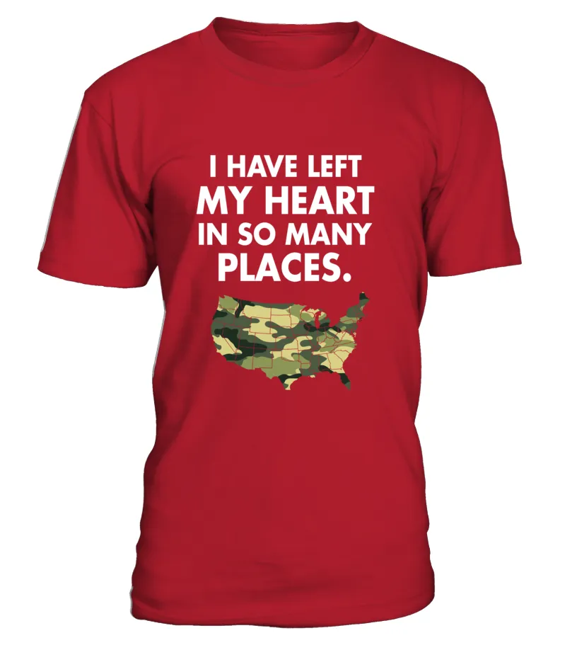 Army Mom Heart In Many Places T-shirts