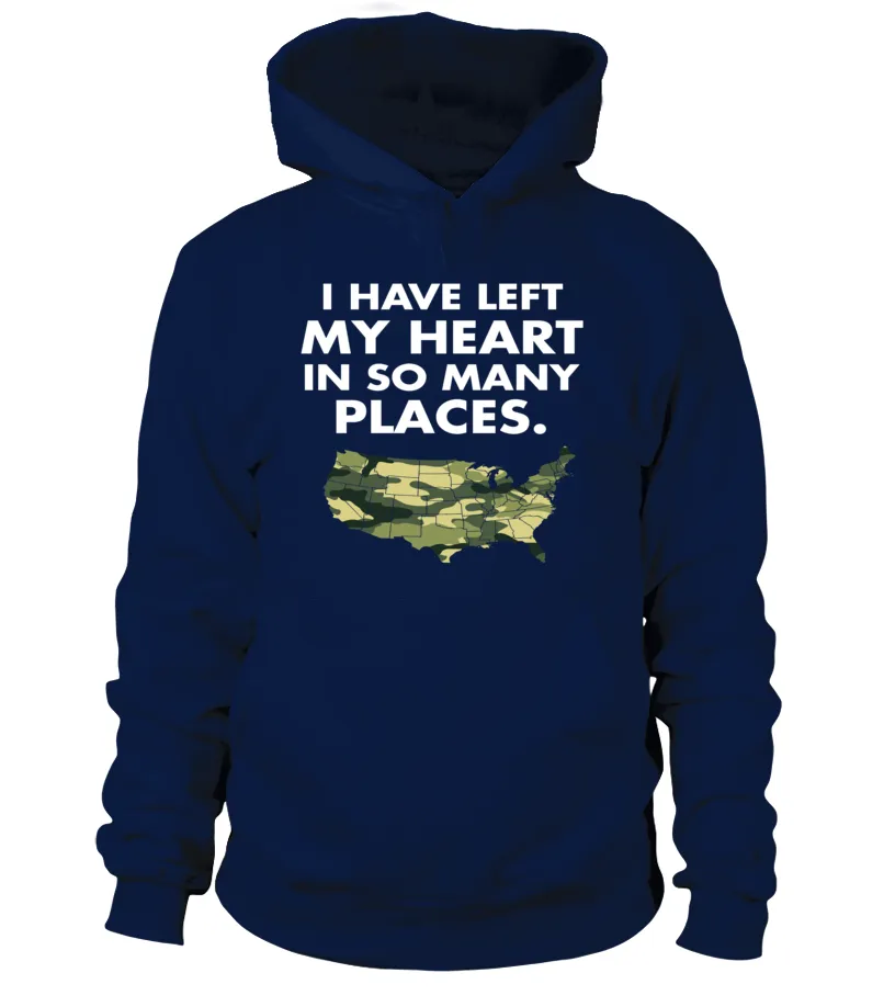 Army Mom Heart In Many Places T-shirts