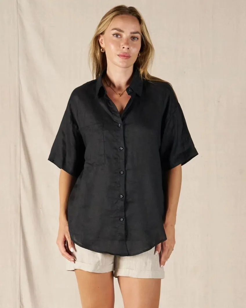 Avalon Linen Shirt Black