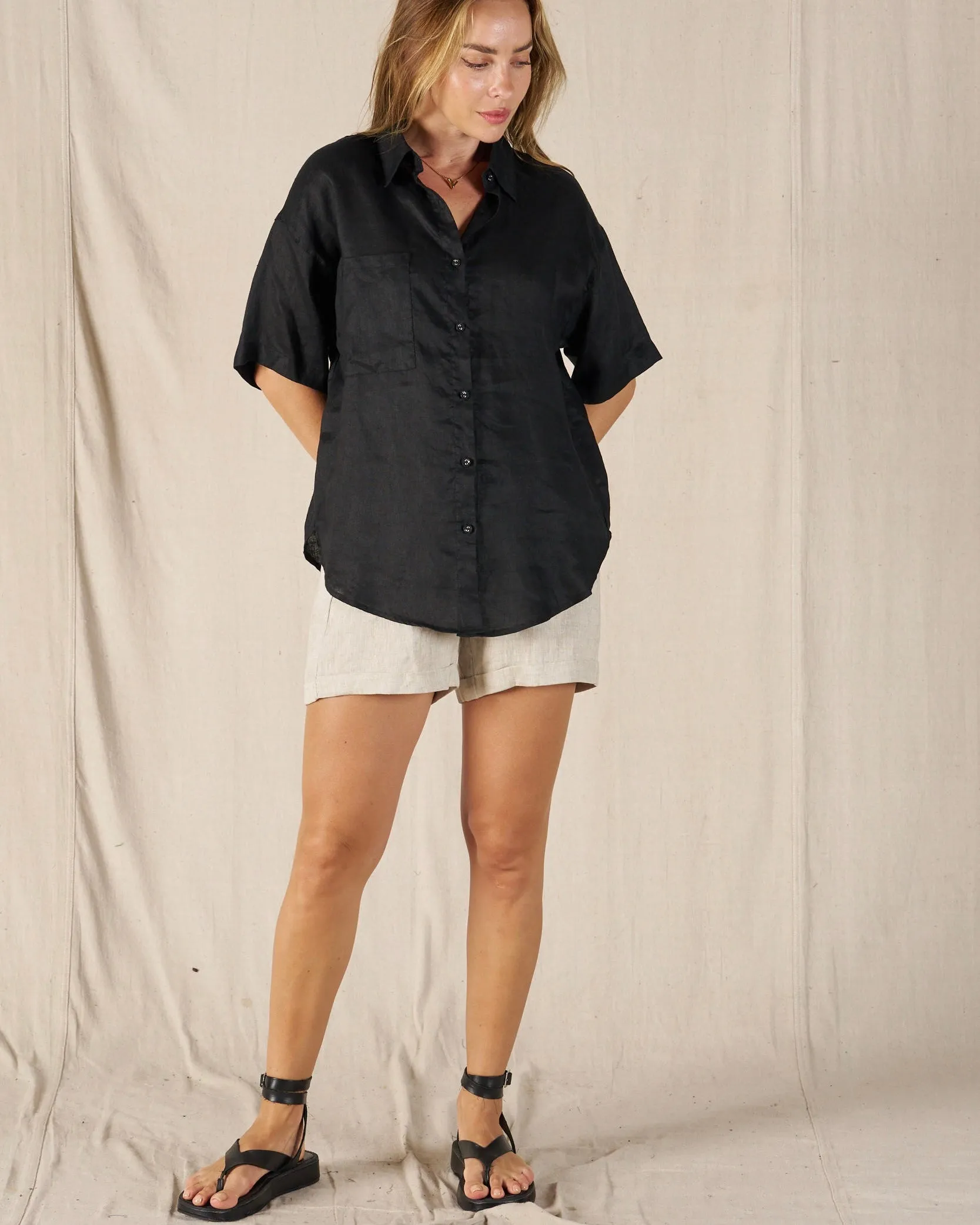 Avalon Linen Shirt Black