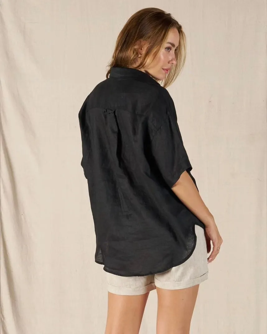 Avalon Linen Shirt Black