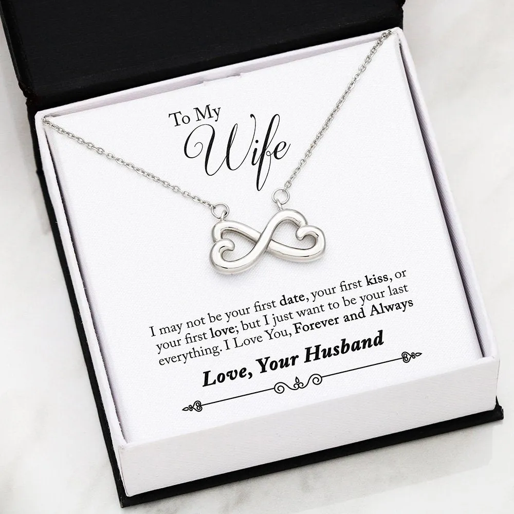 Beautiful Infinity HEART Necklace With Husband To Wife First Romantic Message Card