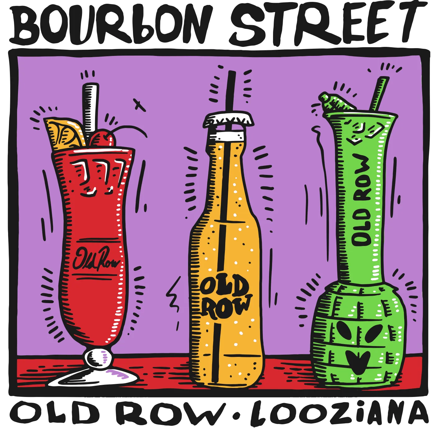 Bourbon Street Drinks Pocket Tee