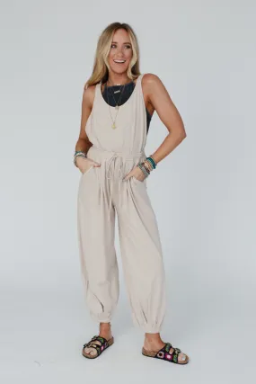 Breezy Back Knit Jumpsuit - Oatmeal