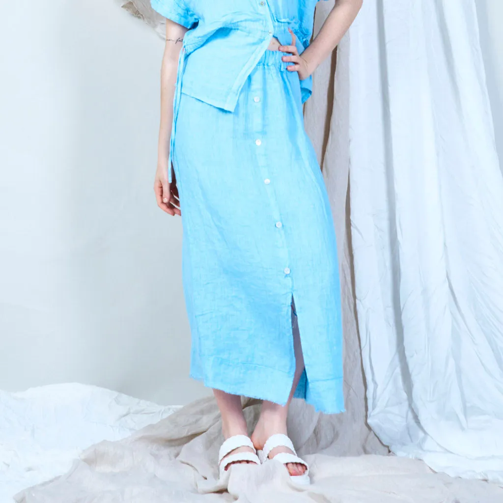 Breezy button-front linen skirt wholesale