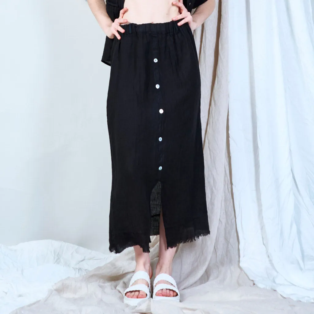 Breezy button-front linen skirt wholesale