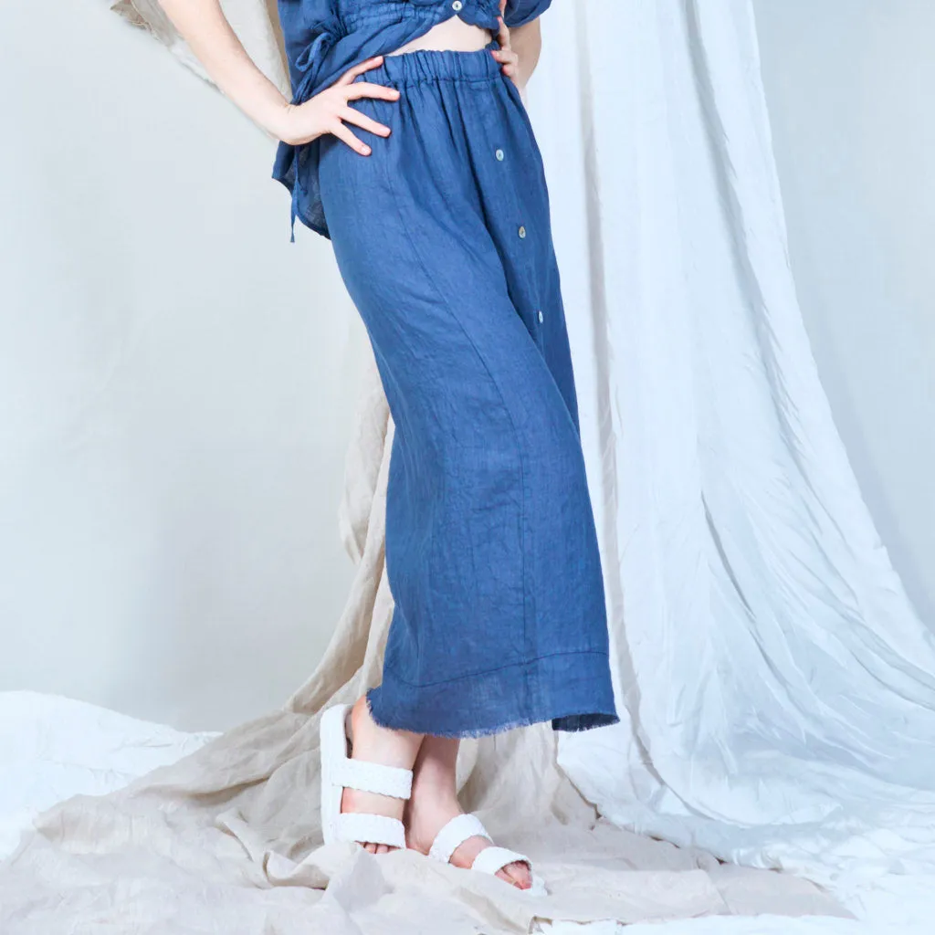 Breezy button-front linen skirt wholesale