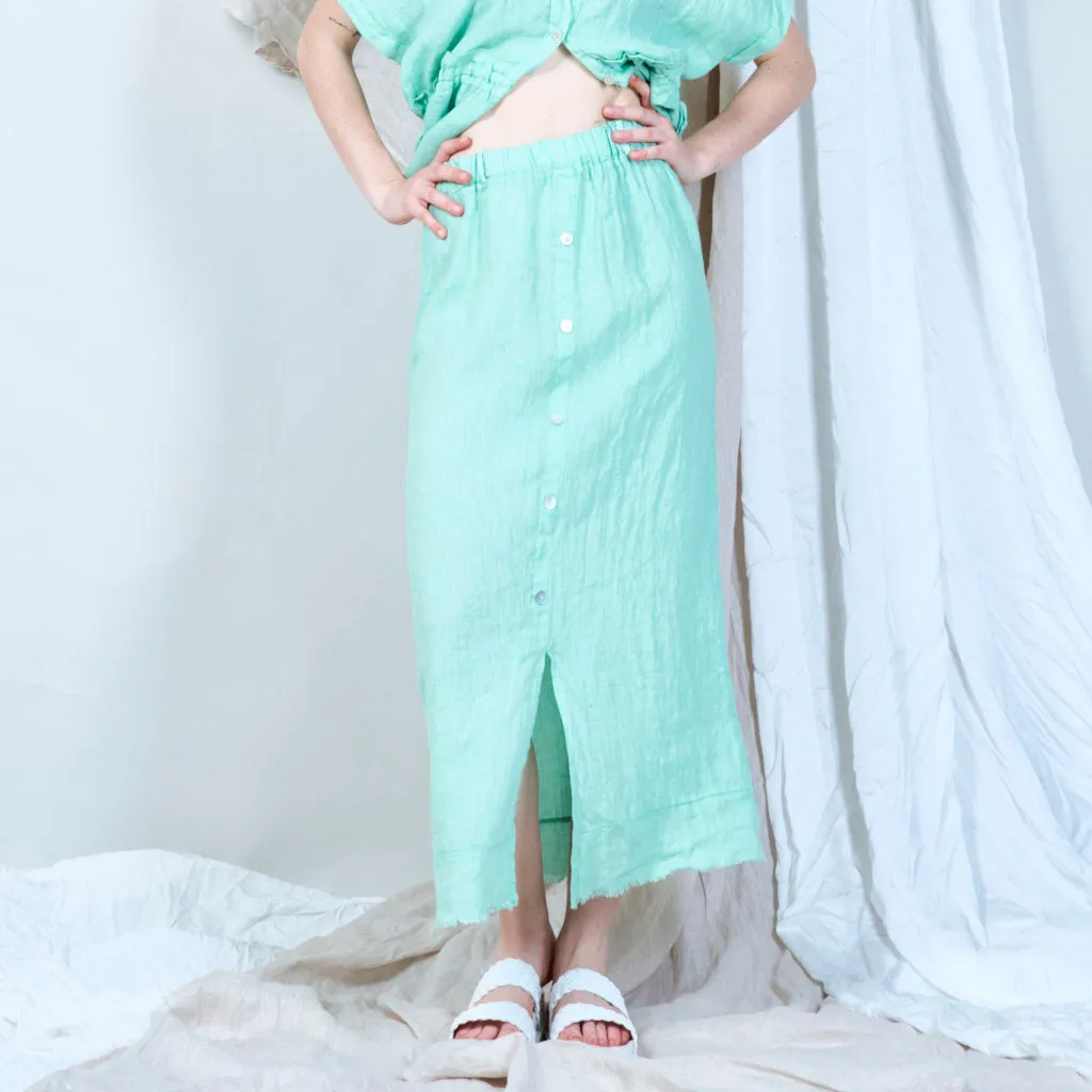 Breezy button-front linen skirt wholesale