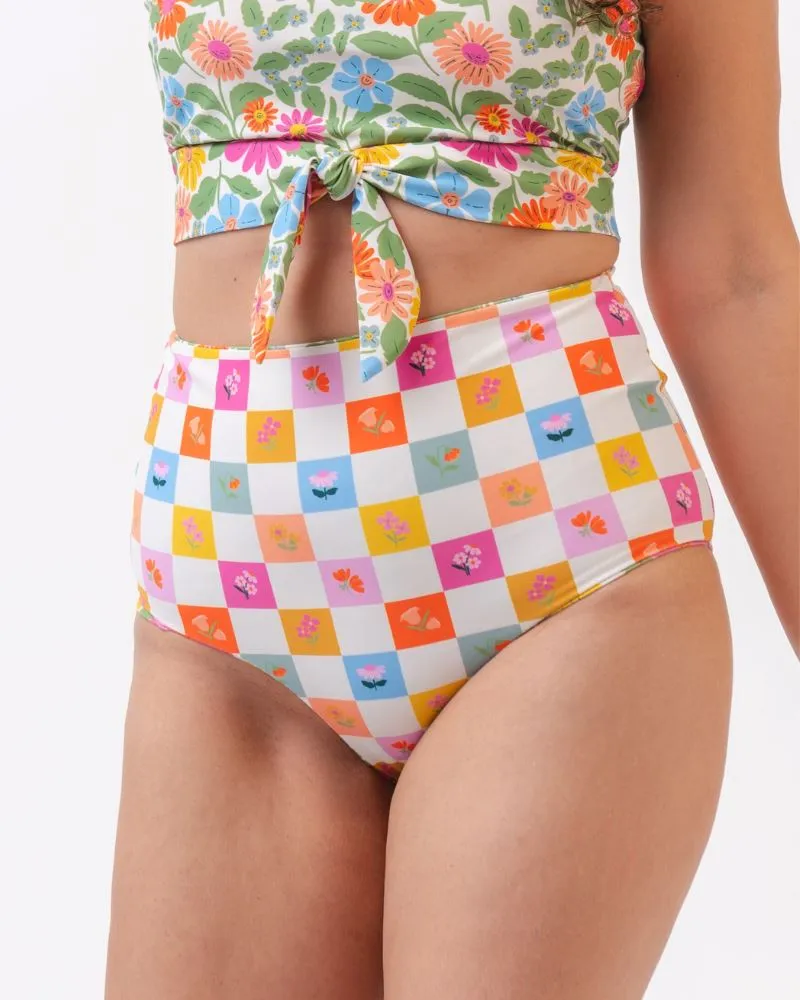 Breezy Floral/ Flower Check Reversible Ultra High-Waist Bottom