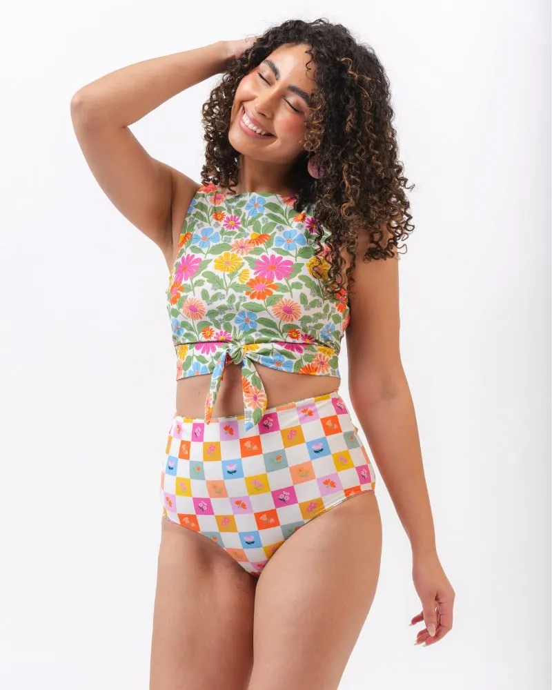 Breezy Floral/ Flower Check Reversible Ultra High-Waist Bottom