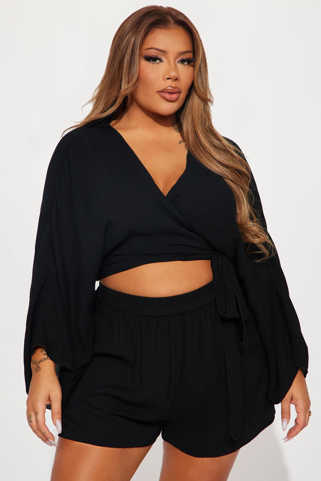 Breezy Nights Linen 2 Piece Cover Up - Black