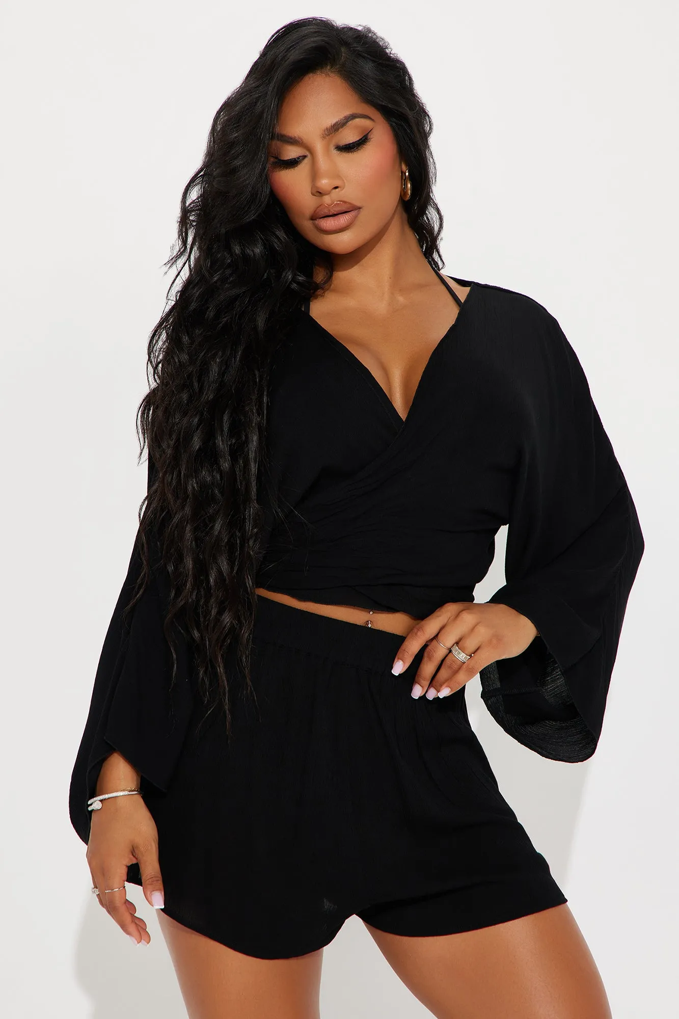 Breezy Nights Linen 2 Piece Cover Up - Black