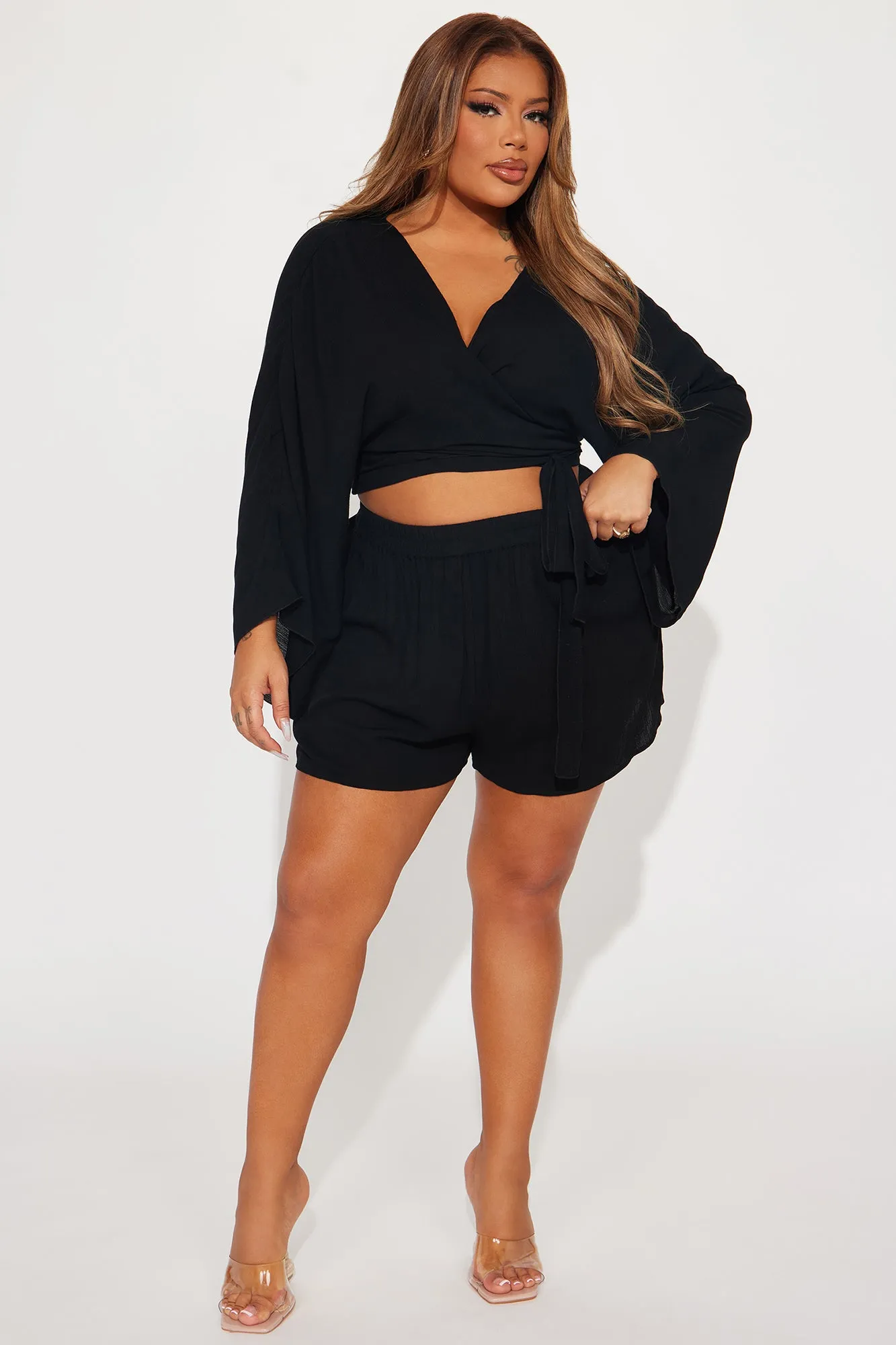 Breezy Nights Linen 2 Piece Cover Up - Black