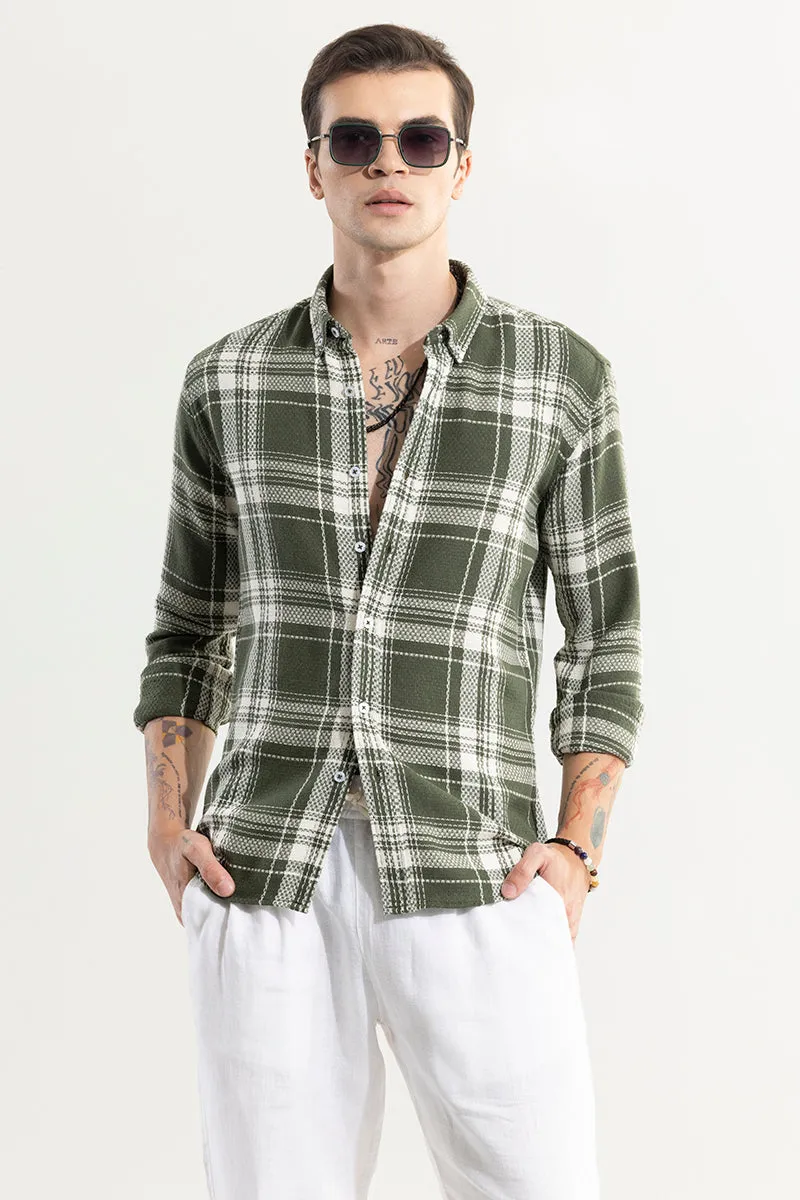 Breezy Olive Checks Shirt