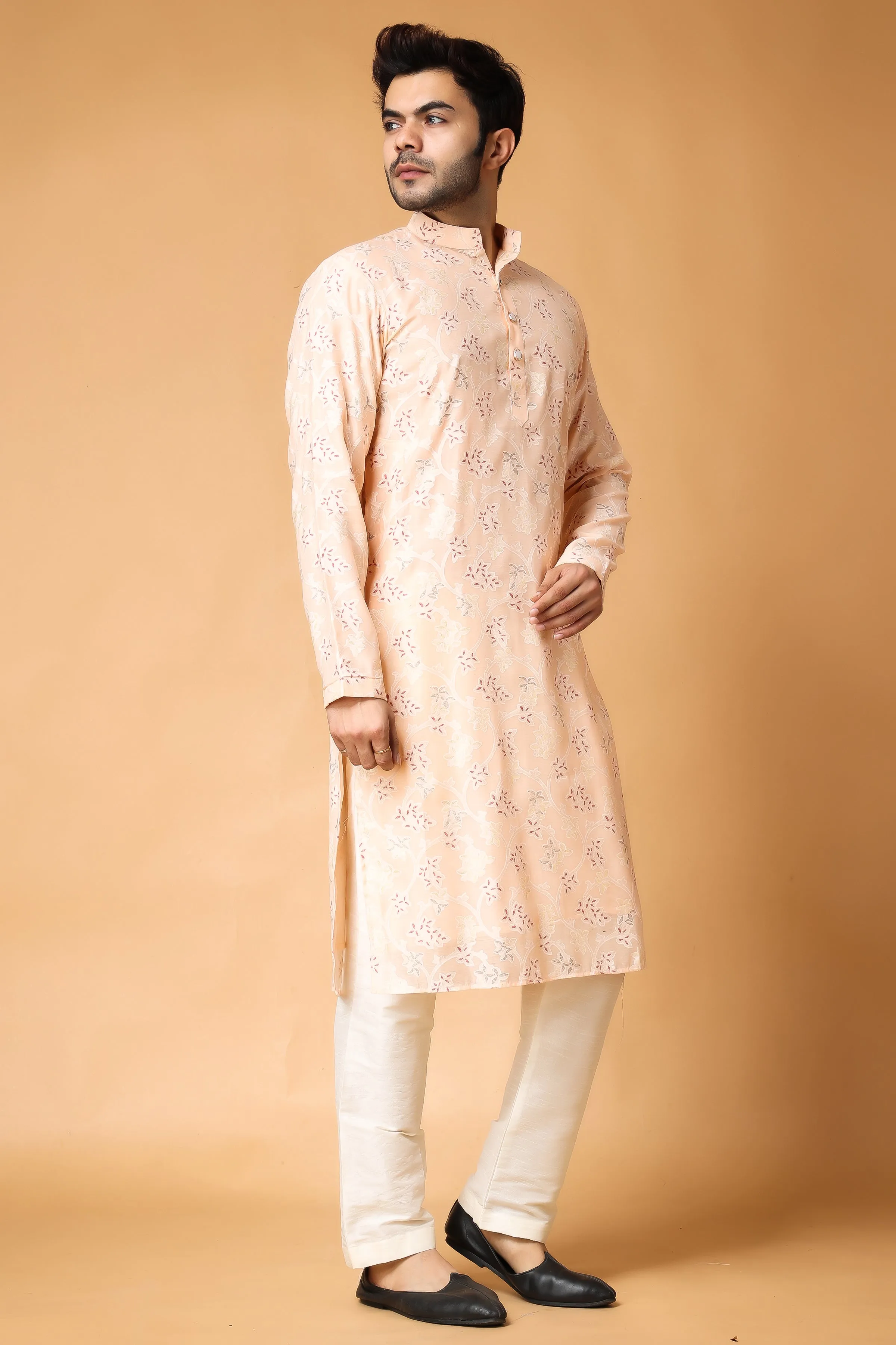 Breezy Peach Printed Kurta