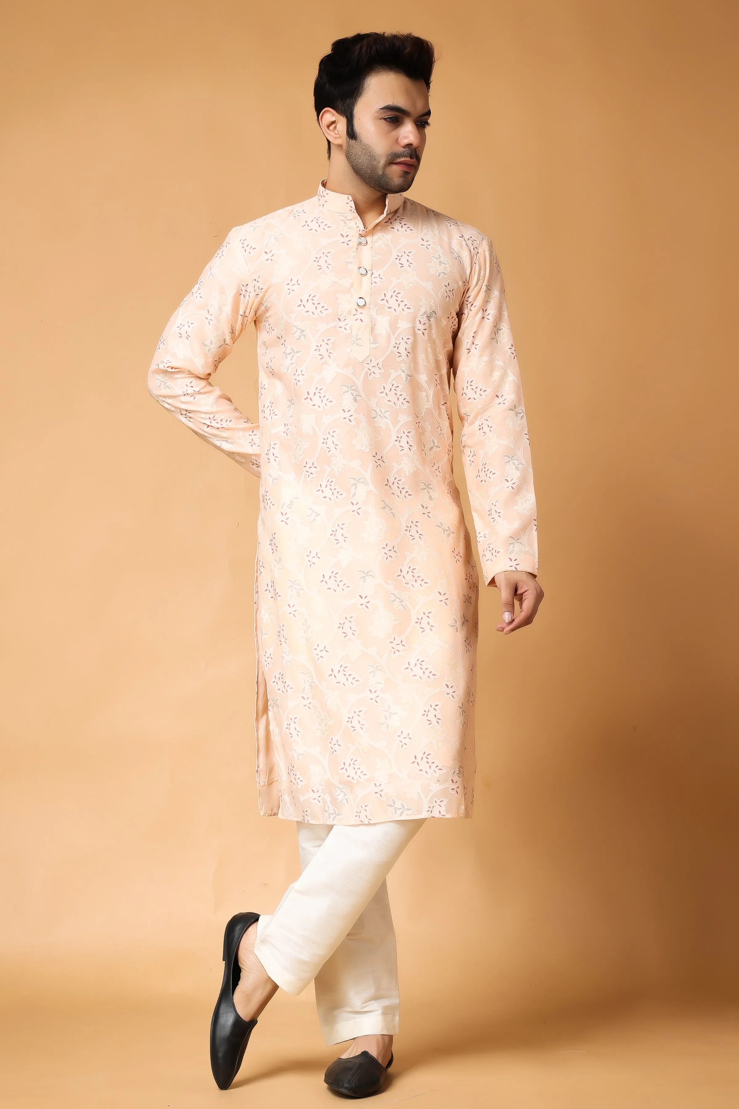 Breezy Peach Printed Kurta