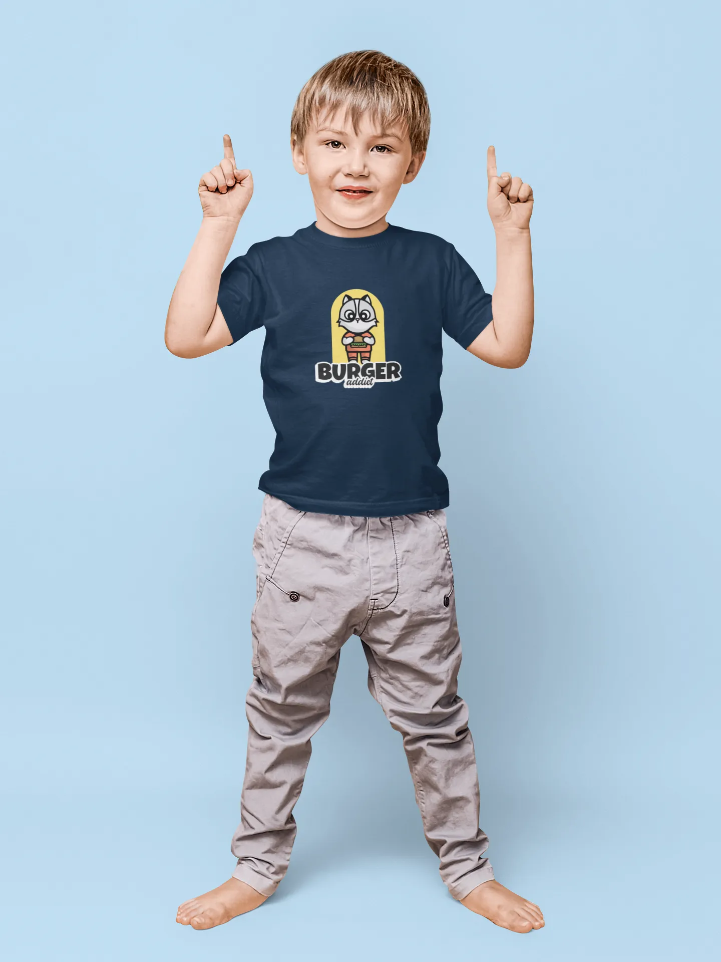 Burger addict Printed navy blue Kids T-shirts