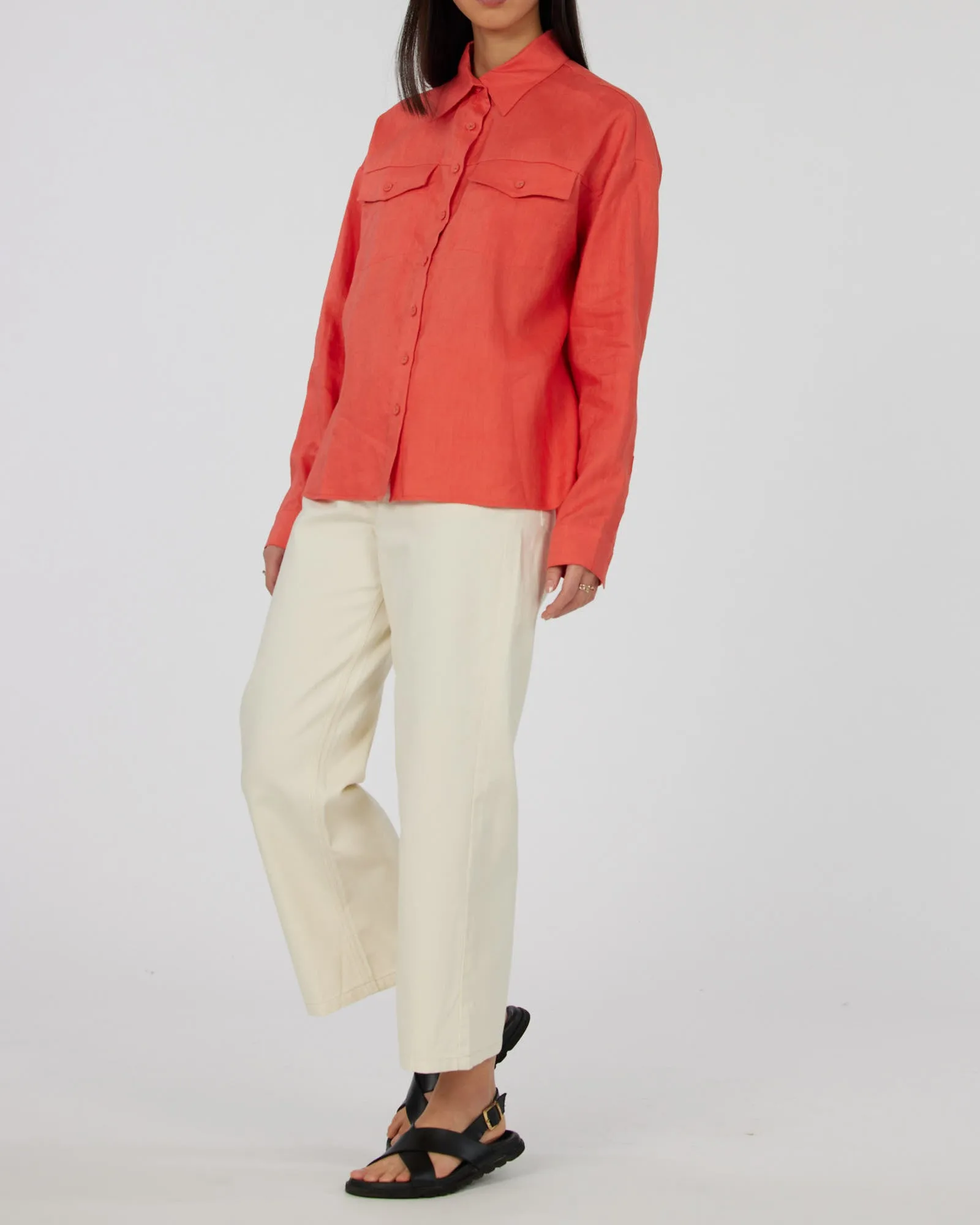 Byron Linen Overshirt - Poppy