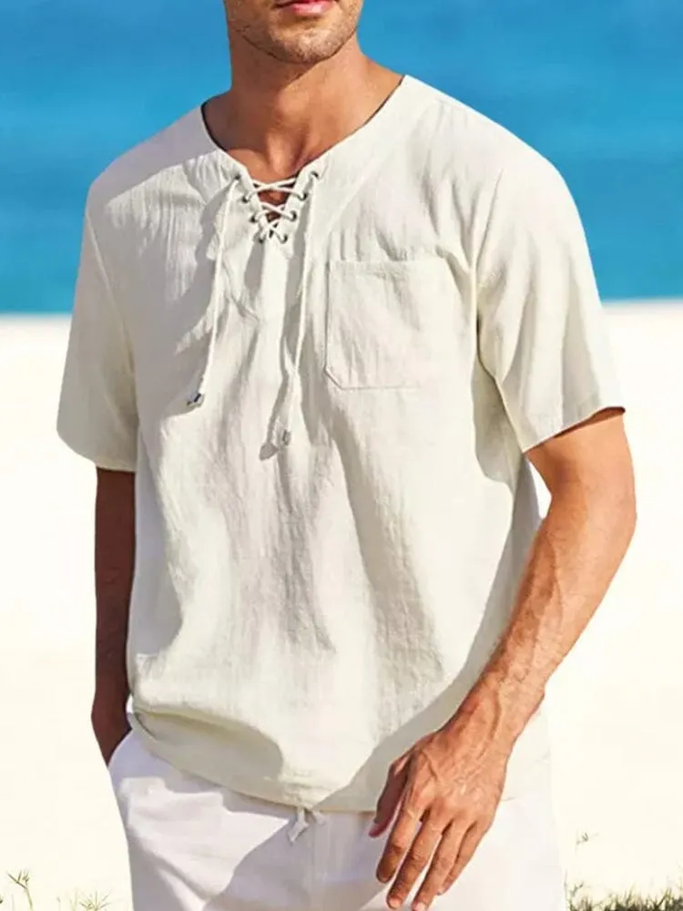 Casual Linen Style V Neck Shirts (US Only)