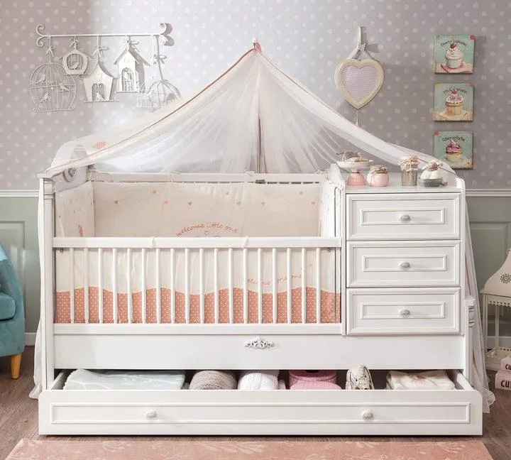 Cilek Romantic Convertible Baby Bed (With Parent Bed) (80x180 cm)