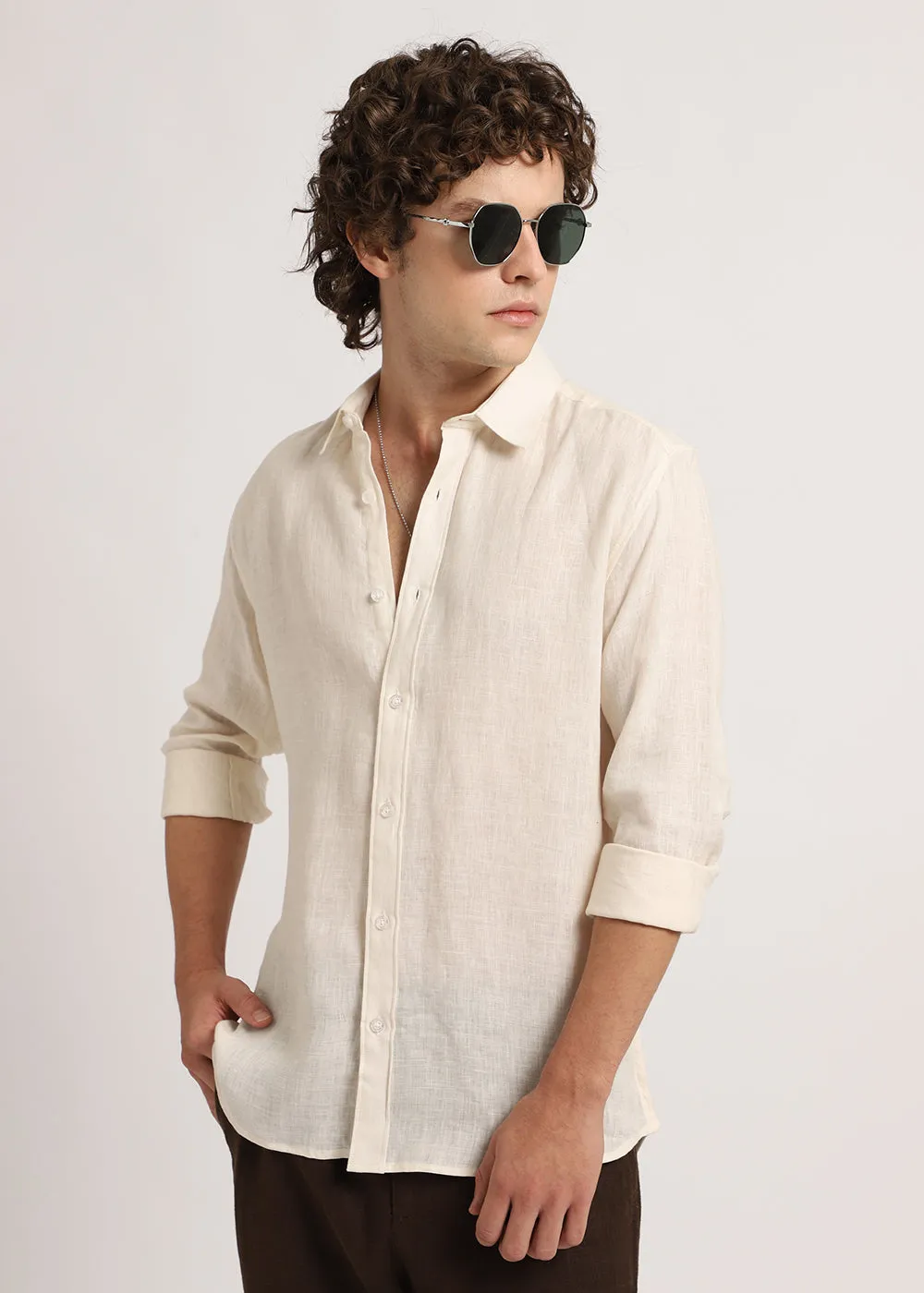 Classic Cream Linen Shirt