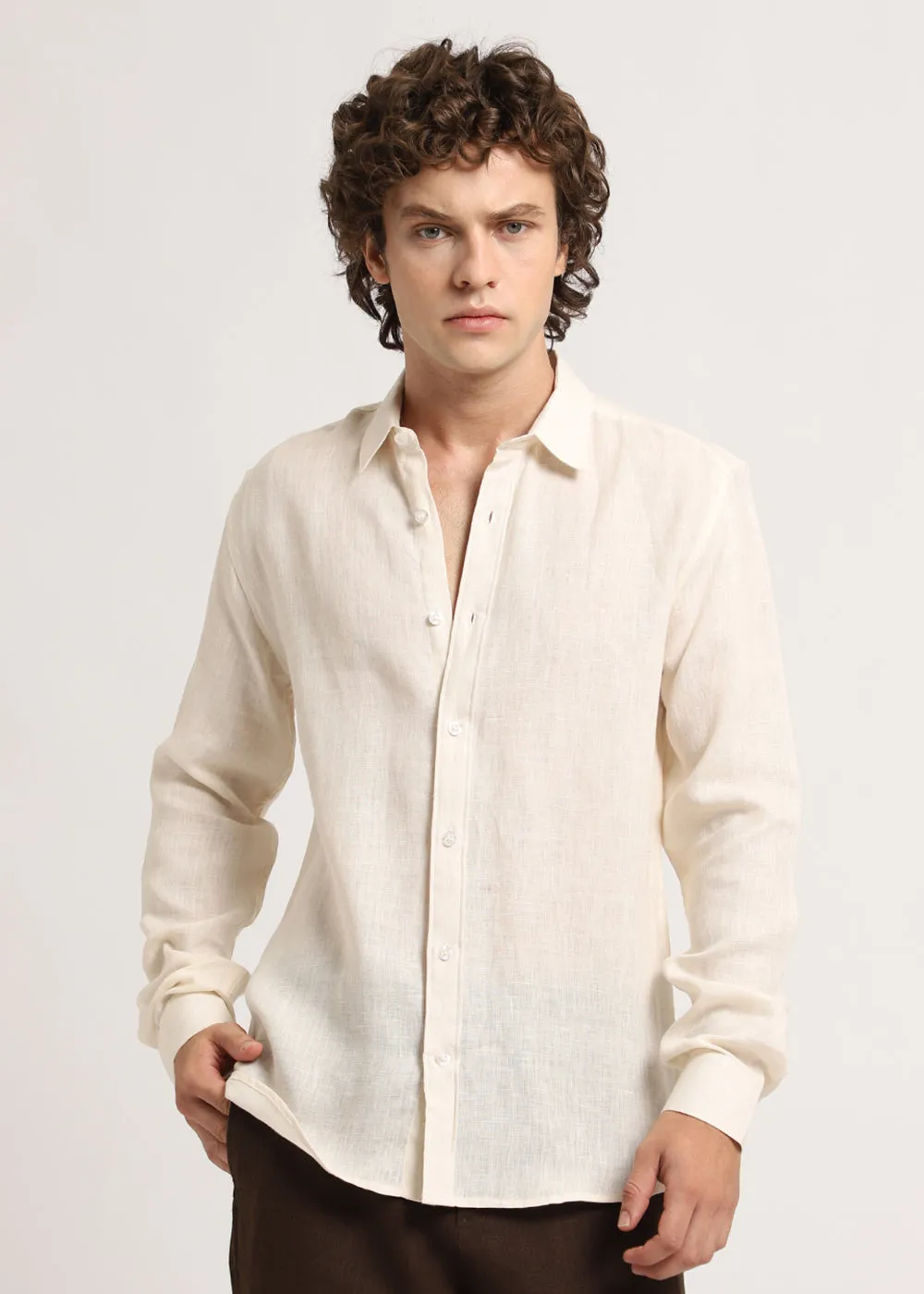 Classic Cream Linen Shirt