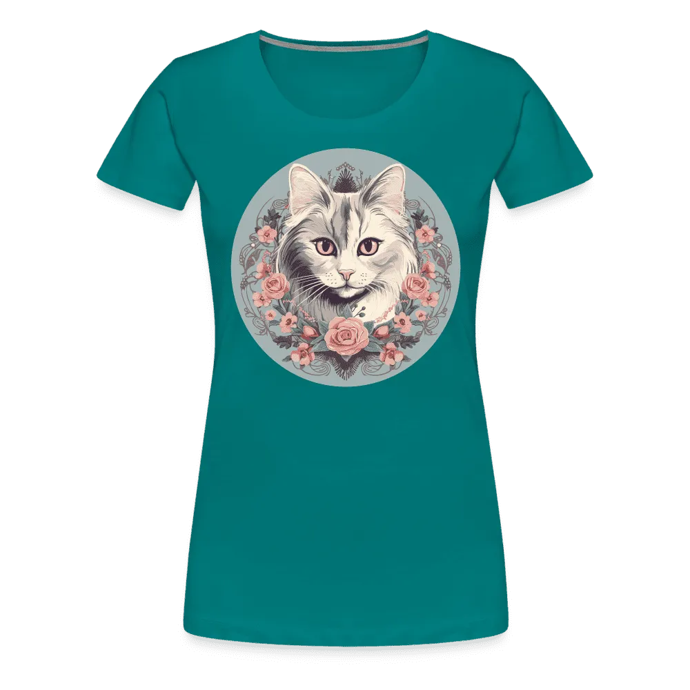 Damen T-Shirt mit Katzenmotiv "Romantic Cat"