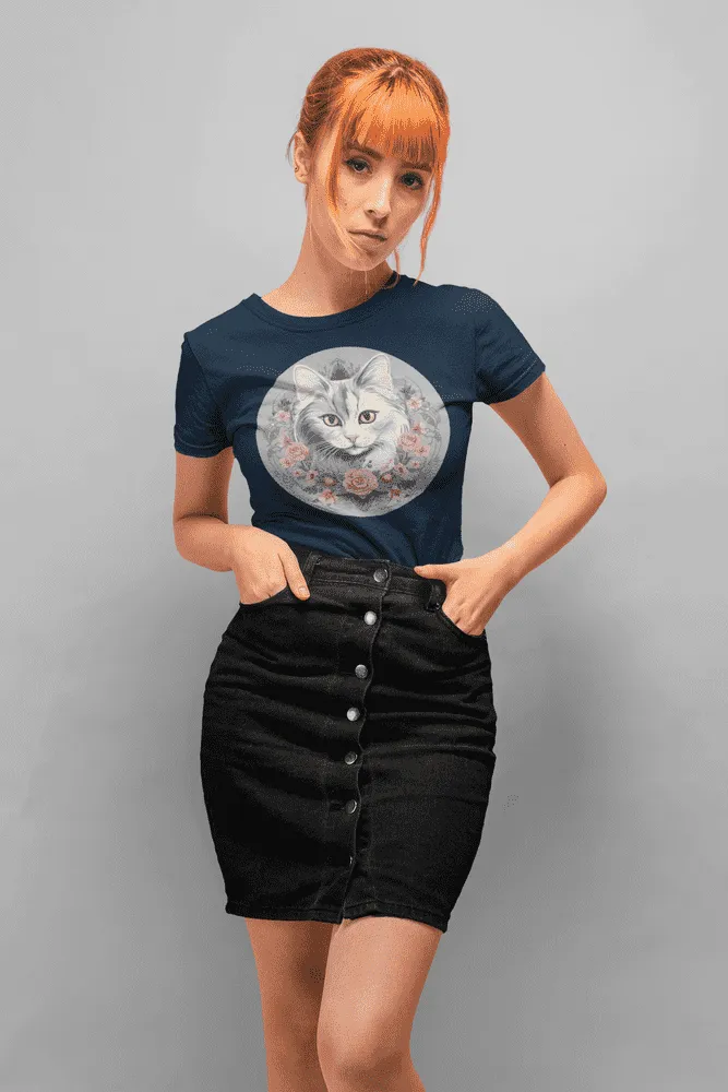 Damen T-Shirt mit Katzenmotiv "Romantic Cat"