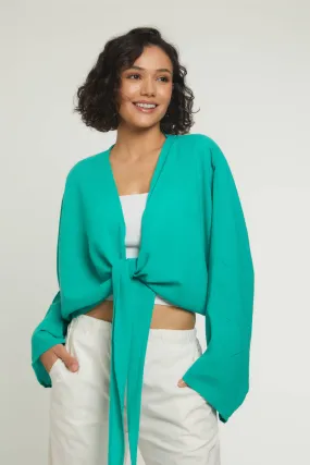 EASY BREEZY TIE FRONT TOP - GREEN