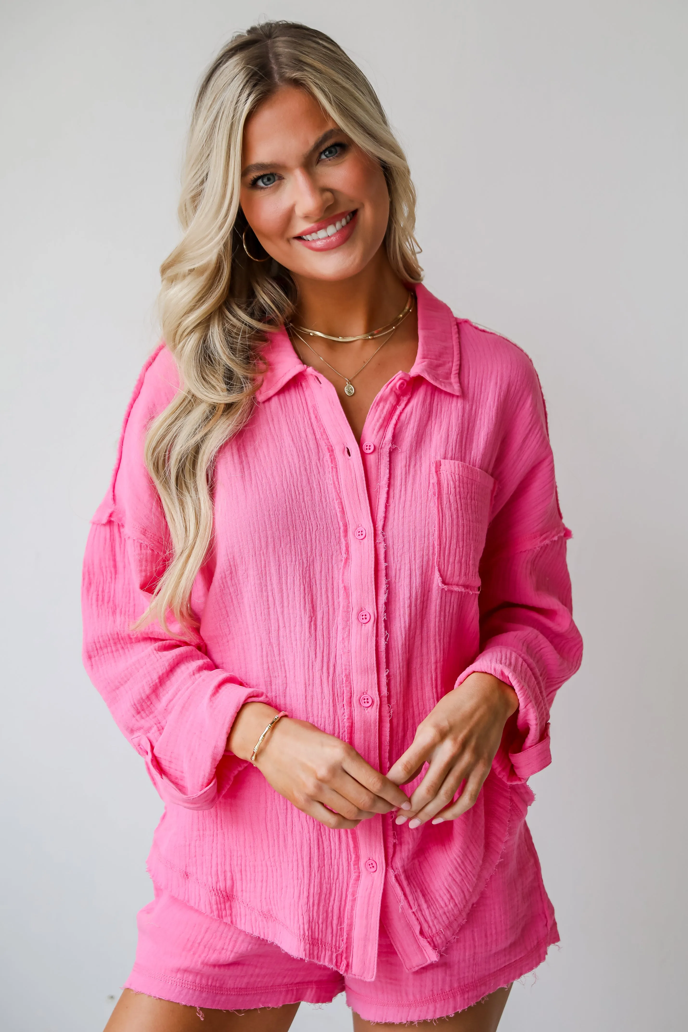 FINAL SALE - Breezy Getaway Linen Button-Up Blouse - DU DEAL