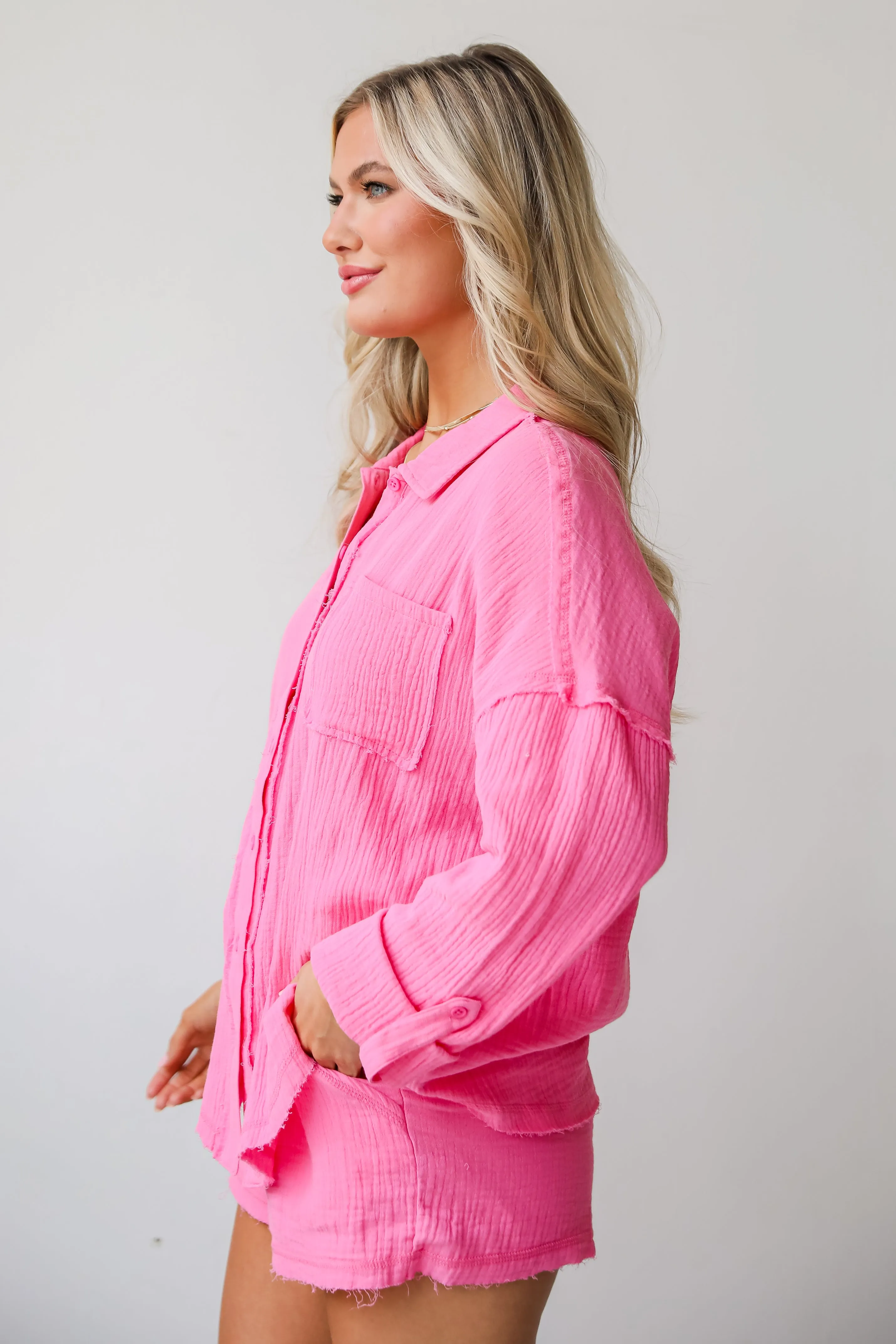 FINAL SALE - Breezy Getaway Linen Button-Up Blouse - DU DEAL