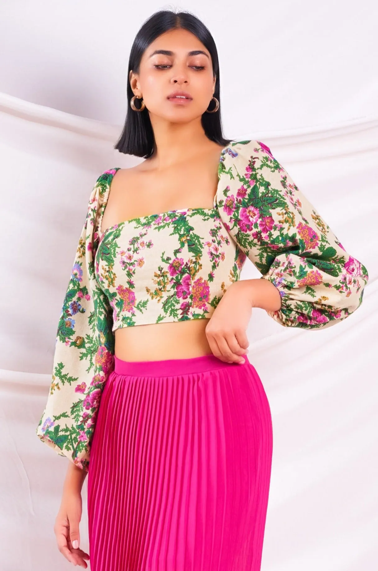 Floral Linen Crop Top