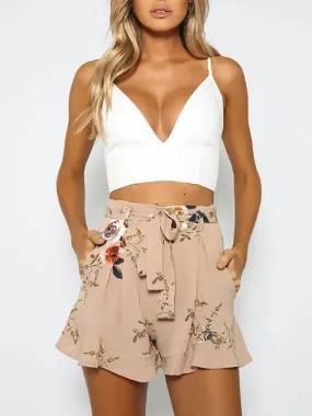 FLORAL RUFFLE SHORTS