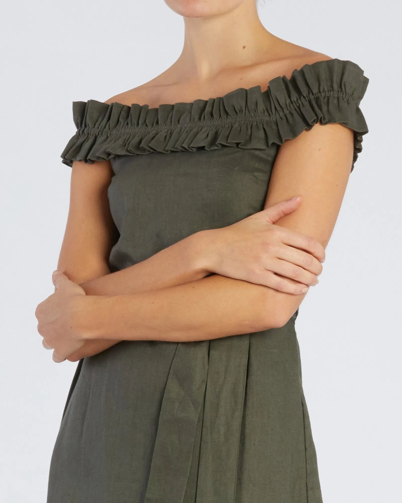 Gaia Linen Dress - Moss