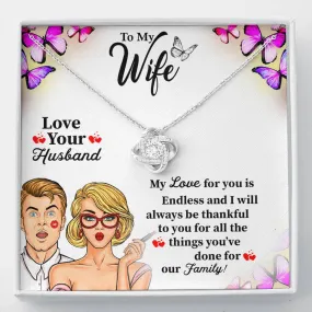 Gifts For Wife Love Knot Necklace With Romantic Message Card And Brand New Box- Best Anniversary Gift