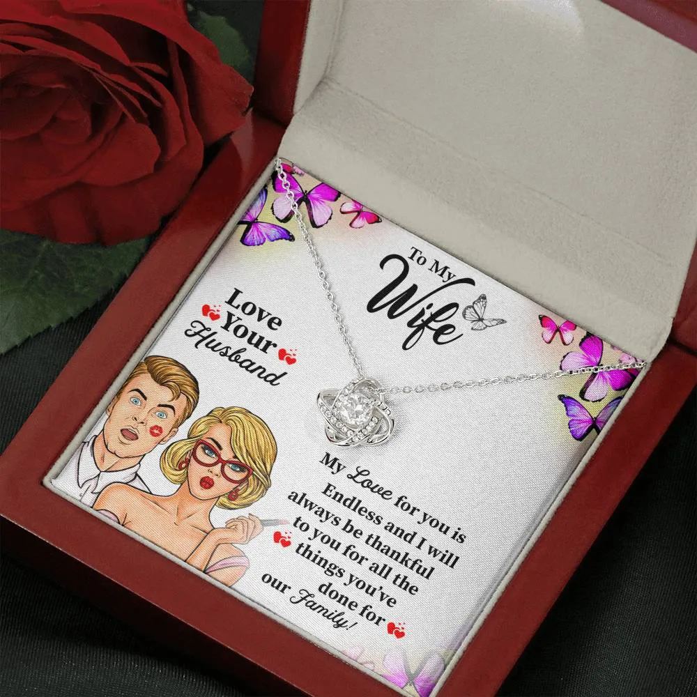 Gifts For Wife Love Knot Necklace With Romantic Message Card And Brand New Box- Best Anniversary Gift