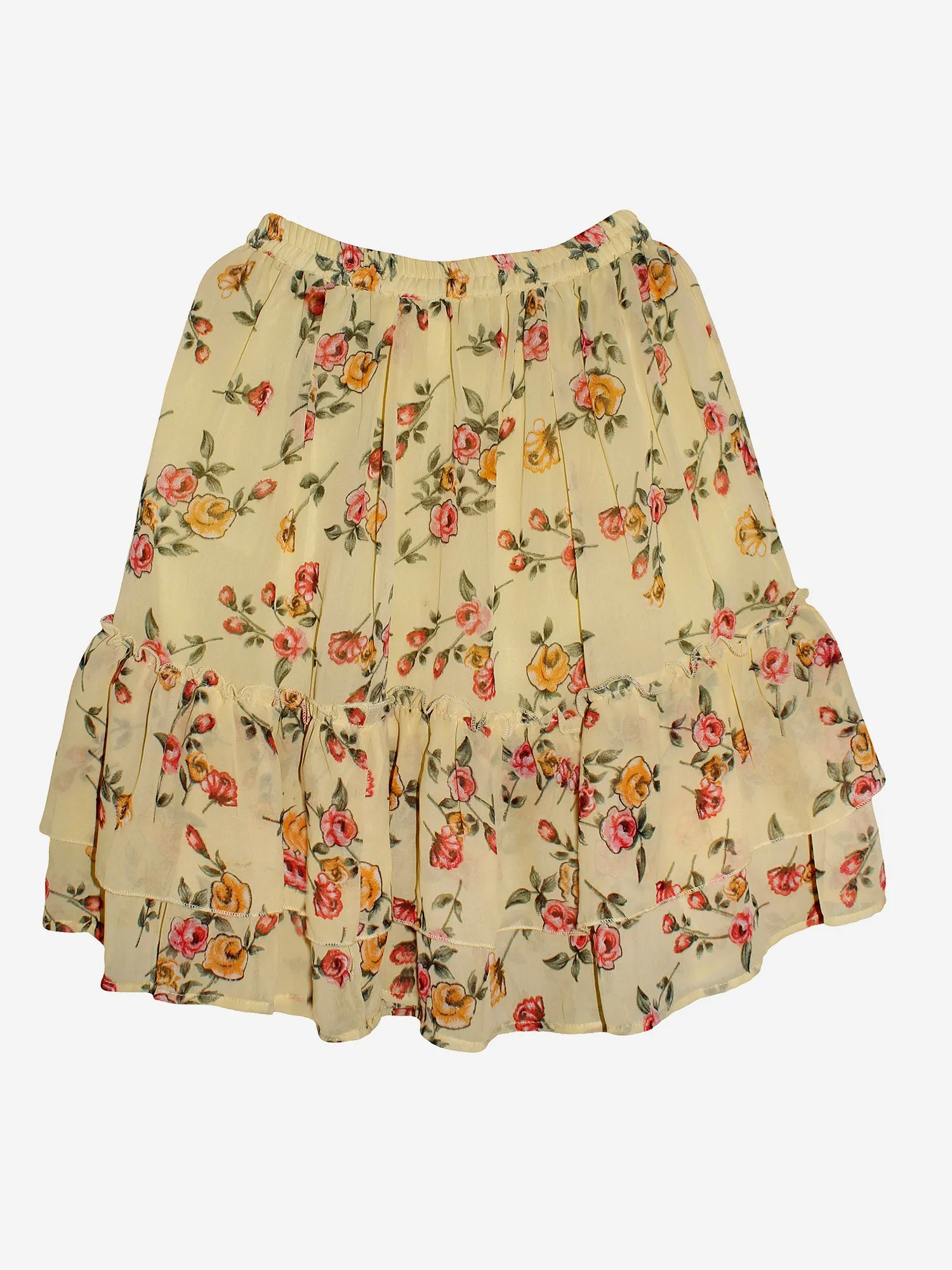 Girls Printed Georgette Skirt with Frill Layer