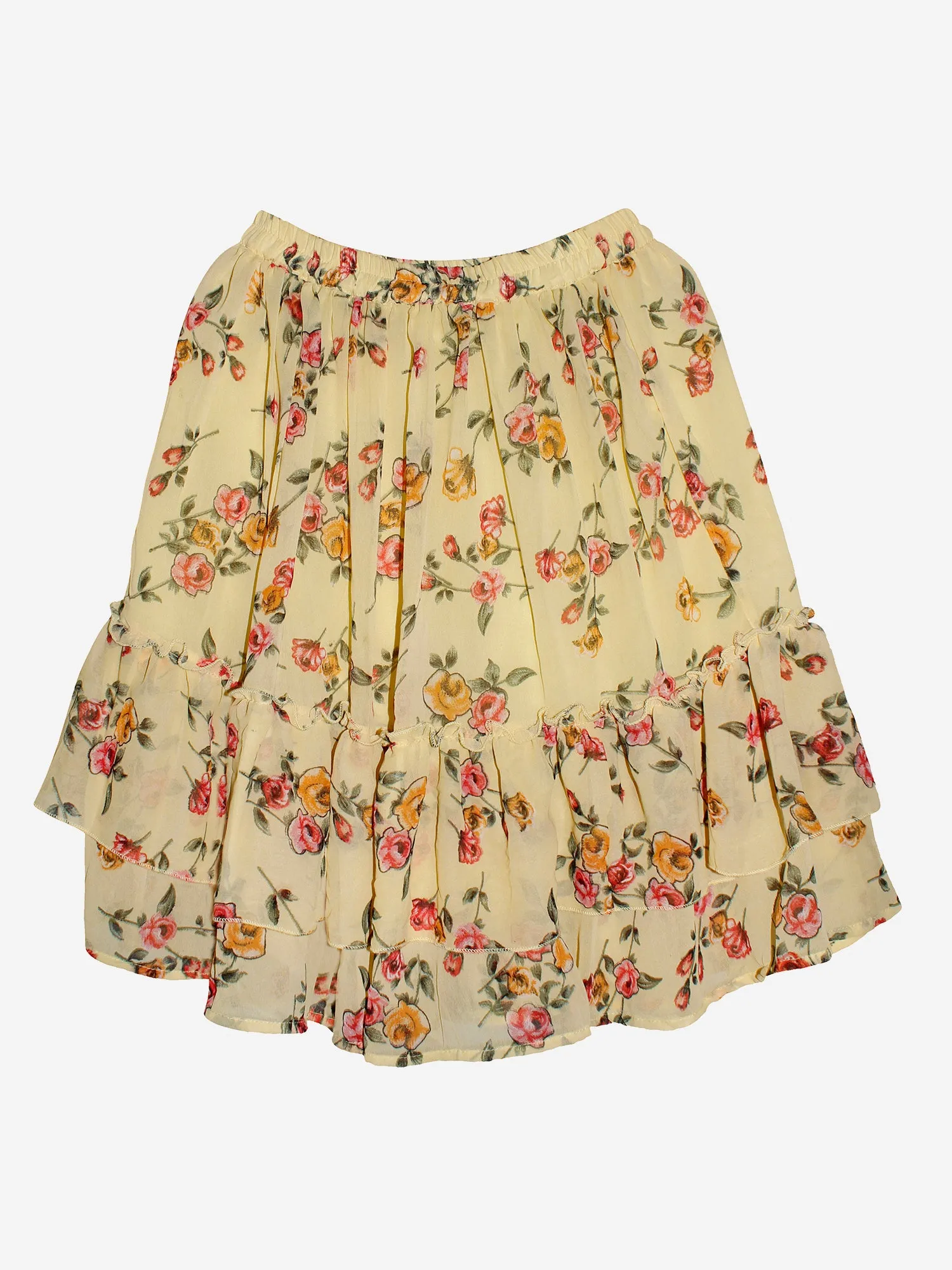 Girls Printed Georgette Skirt with Frill Layer