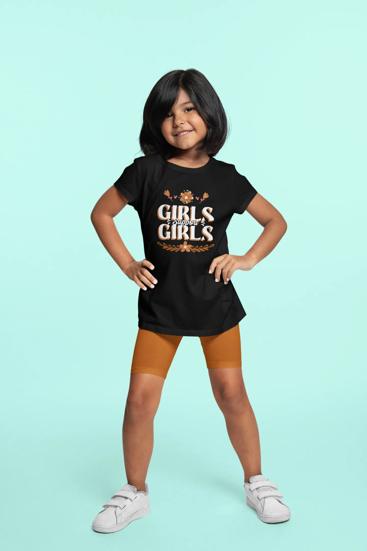 Girls Support Girls Printed Black Kids T-shirts