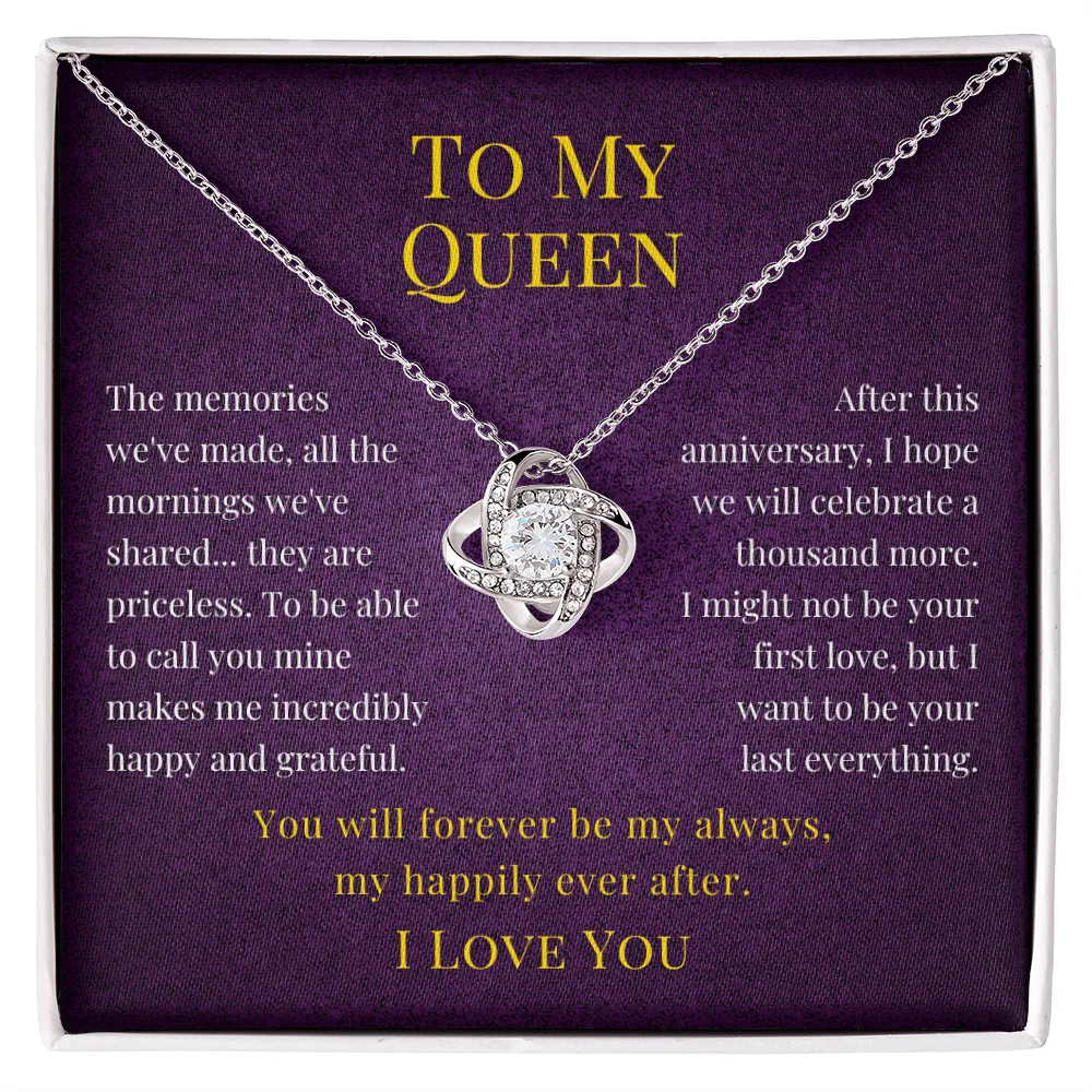 Happy Anniversary For Wife To My Queen Romantic Love Knot Pendant Necklace