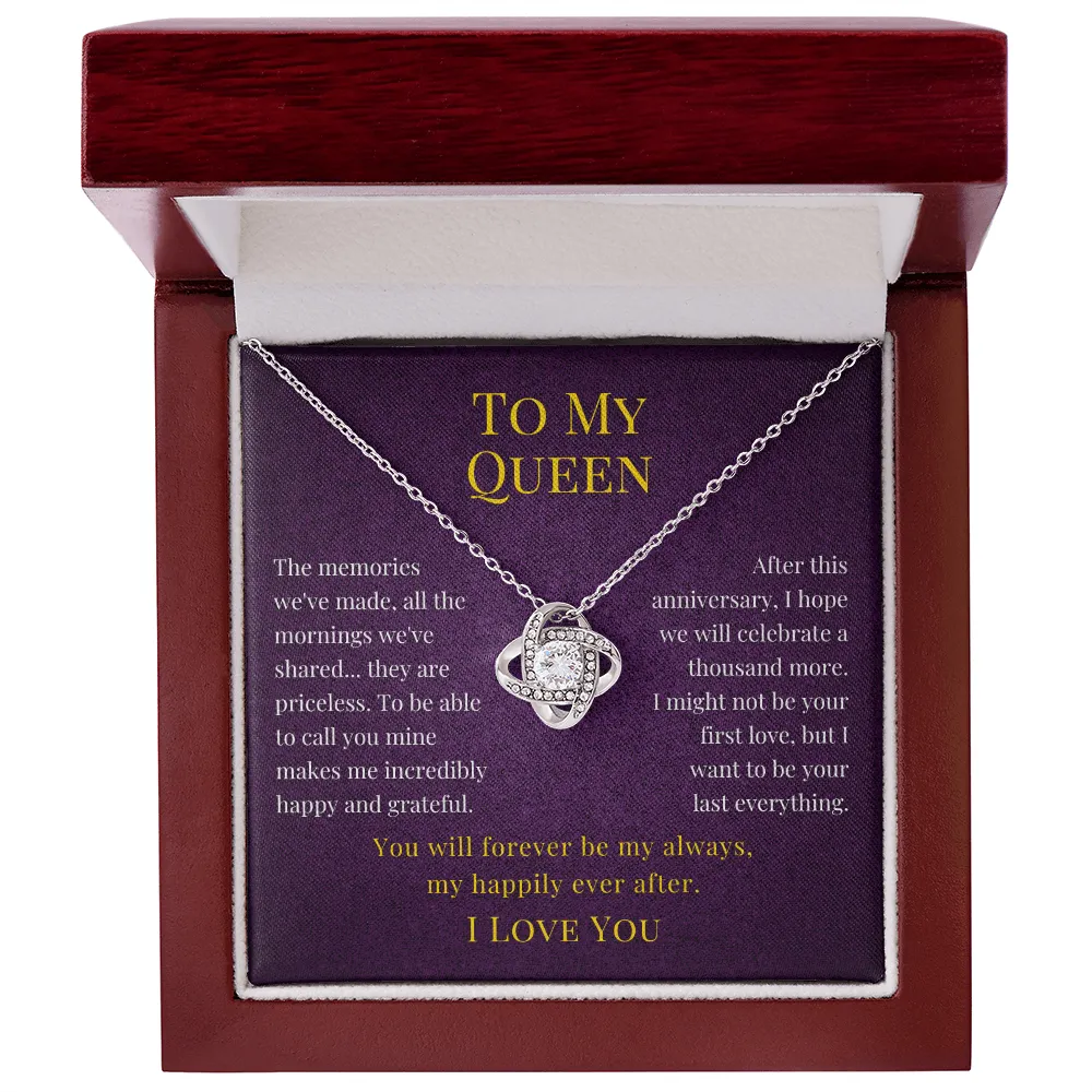 Happy Anniversary For Wife To My Queen Romantic Love Knot Pendant Necklace